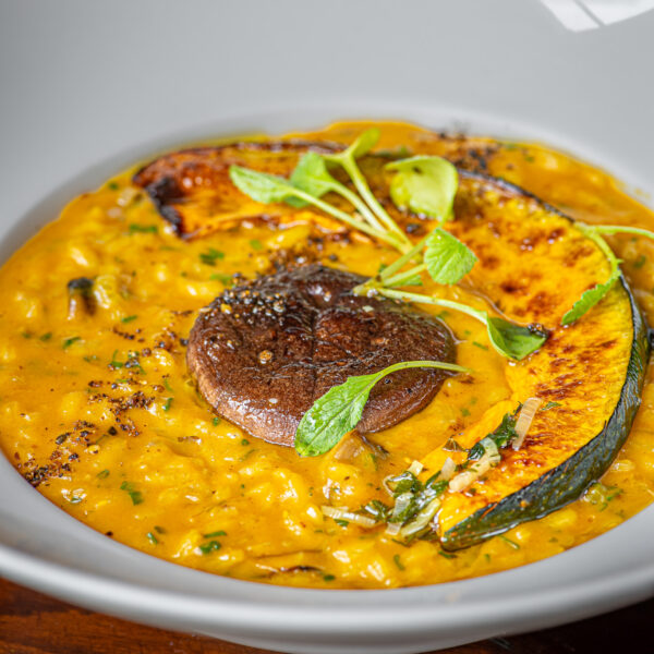 risoto de abóbora cabotiá com cogumelos shitake e paris 🌱